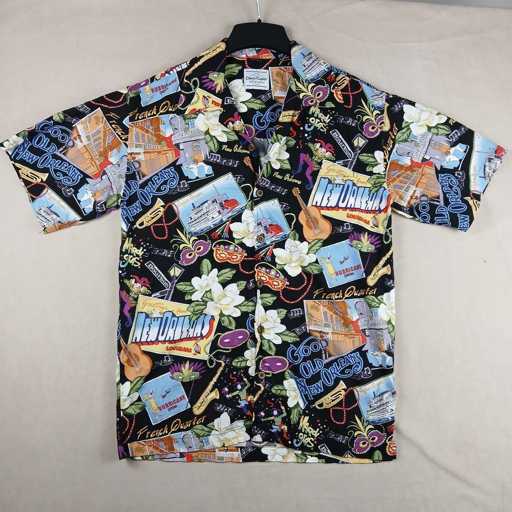 David Carey New Orleans Medium Mens Shirt Camp Hawaiian Rayon Blend 21x28 Small